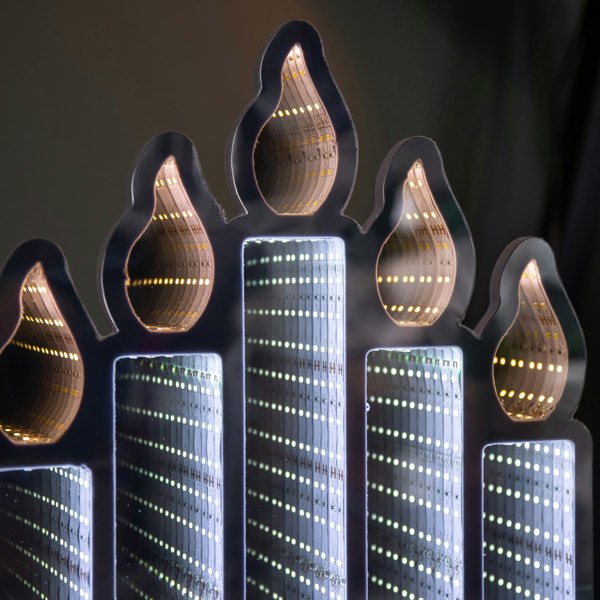 Samuel Alexander 40cm Light up Standing Candlebridge with Flickering Flame Christmas Infinity Mirror