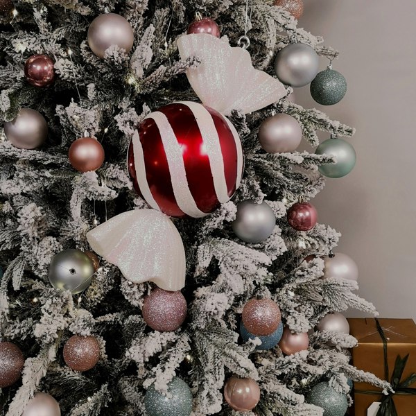 Samuel Alexander 50cm Red and White Stripe Hanging Christmas Candy Bauble Decoration