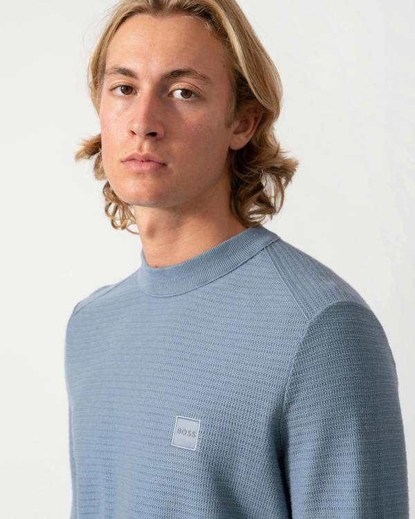 BOSS Orange Anion S Mens Crew Neck Jumper - Medium Blue 424