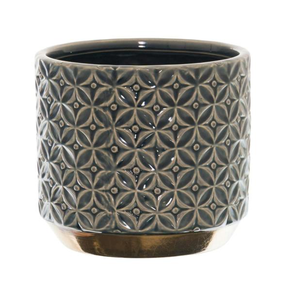 Hill Interiors Seville Collection Lebes Patterned Planter - Antique Bronze - 