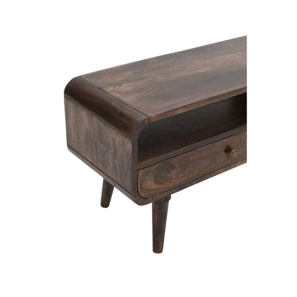 IH Design Winnie Dark Mango Wood Large TV Stand with 2 Drawers