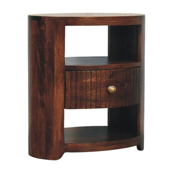 Artisan Furniture Solid Wood Bordeaux Bedside, 1 Drawer & 2 Open Slots, Brown
