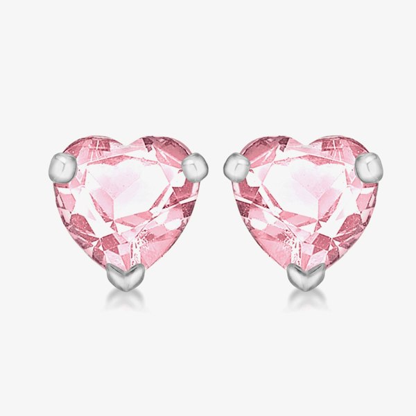 T. H. Baker Sterling Silver Pink Crystal Heart Stud Earrings 8.57.7289