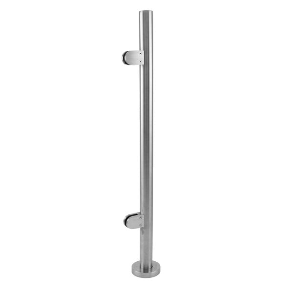 Stainless steel balustrade end post, 110cm high, featuring a sleek, polished finish and sturdy mounting brackets for secure installation