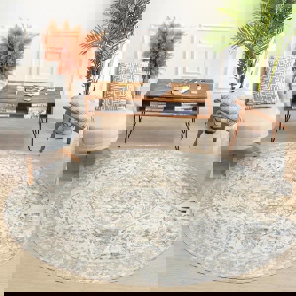 Livabliss Lillian-Washable Grey Green Traditional Vintage Boho Rug