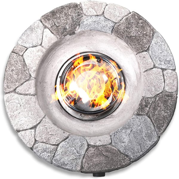 Centurion Supports Fireology KALUYA Grey Lavish Garden and Patio Gas Fire Pit with Eco-Stone Finish - Fully Assembled