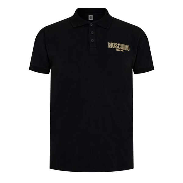 Moschino Swim Logo Polo Shirt - Black