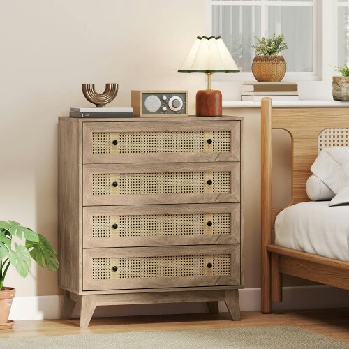 Wyld Haus Mohetak Wood and Rattan 4 Drawer Storage Chest
