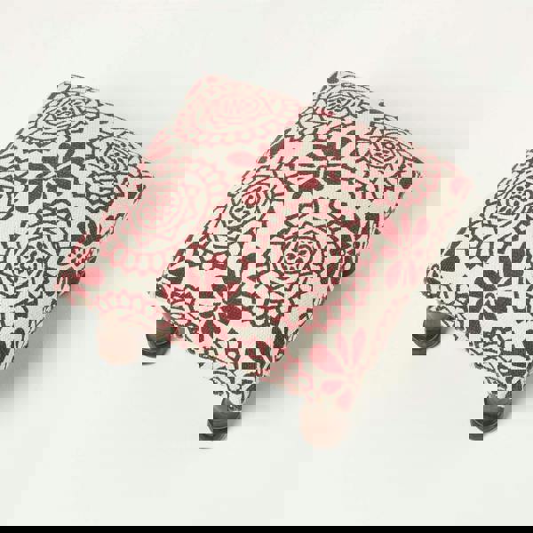 HOMESCAPES Cassia Red Geometric Footstool