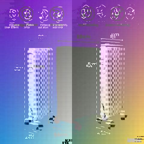 Mylek Oil Filled Electric Portable Space Heater Radiator with Thermostat 2000w