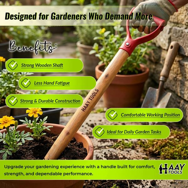 HAAY TOOLS Garden Fork Heavy Duty, Shavings Fork, Spade Handle, Shovels, Broom Handles Wood