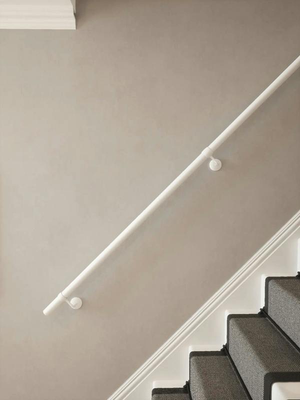 Edstone Matt White Straight Flight Handrail — Handrails Direct 40mm Handrail Straight Run — by Handrails Direct, Straight Flight