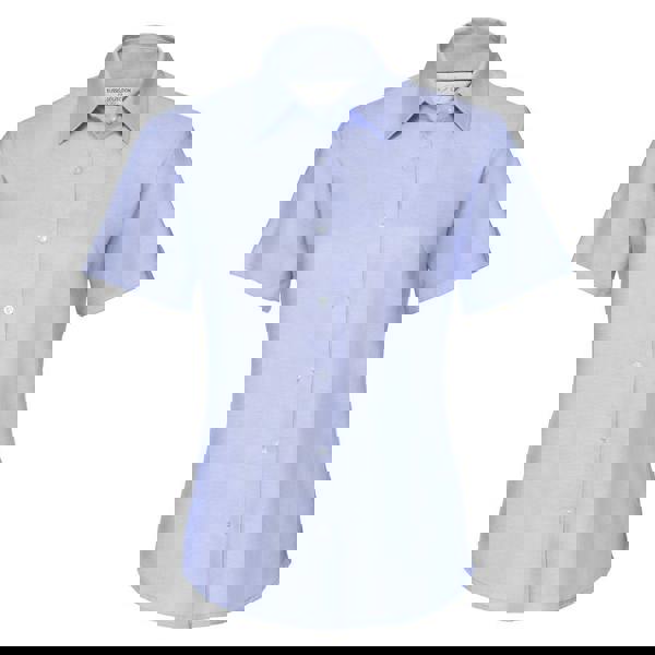 Russell Collection Womens/Ladies Oxford Short-Sleeved Shirt - Oxford Blue