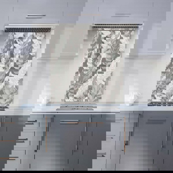 Warren Reed - Designer Grey Floral Leaves Kitchen Splashback
