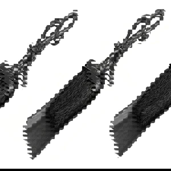 Hill Interiors Black Brushed Steel Crook Top Hearth Tidy Set - Silver/Black/Grey - 