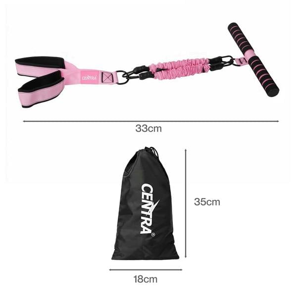 Centra Resistance Bands Set Foot Pedal 3 Tube Adjustable for Home Workout Pink
