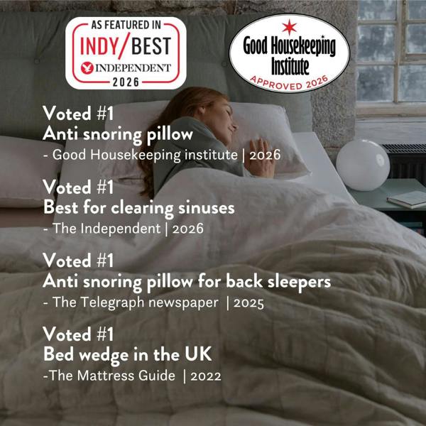 Anti Snore Bed Wedge Pillow- Putnams UK made