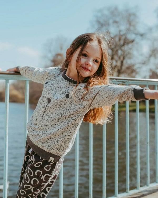 organic cotton Multicolour Bear Face on Speckled Print Sweatshirt - image 2