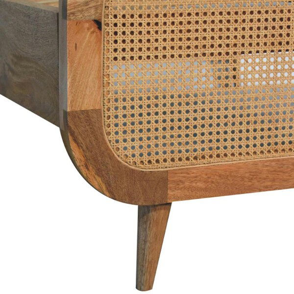 Wyld Haus Trapani King Size Bohemian Rattan and Mango Wood Bed with Headboard