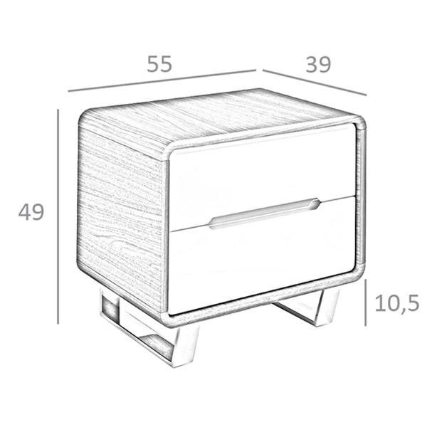 Angel Cerdá Bedside Table White Wood, Walnut and Chrome Plated Steel 7107