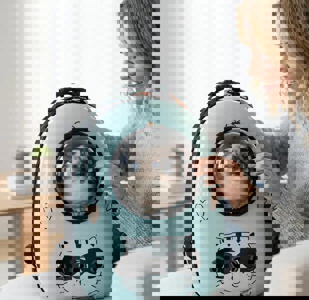 Anywags ANYPET Space Capsule Pet Carrier - Breathable Travel Bag with Cat Print