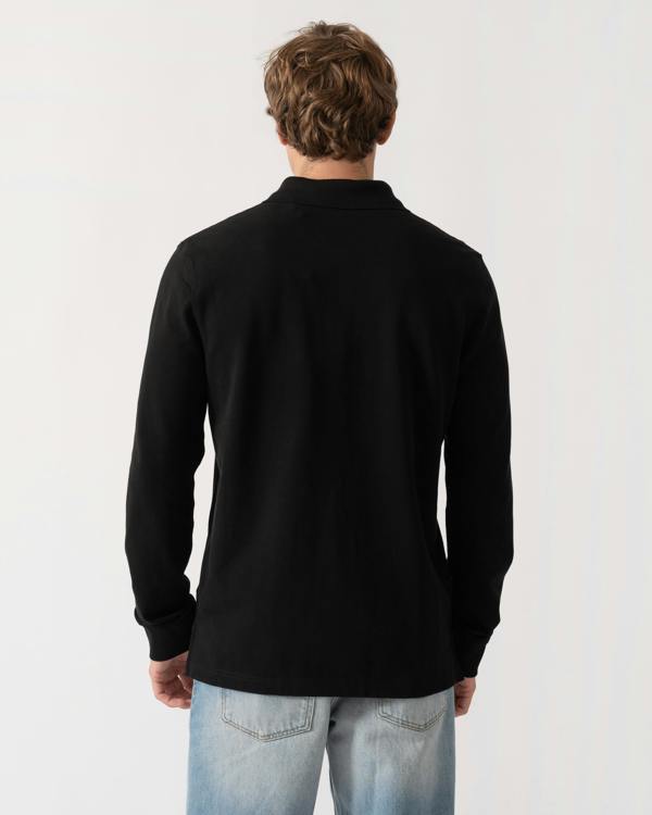 Back of Belstaff Mens Long Sleeved Logo Polo - Black