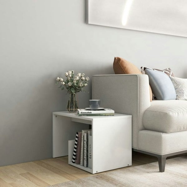 Berkfield Side Table White 59x36x38 cm Engineered Wood