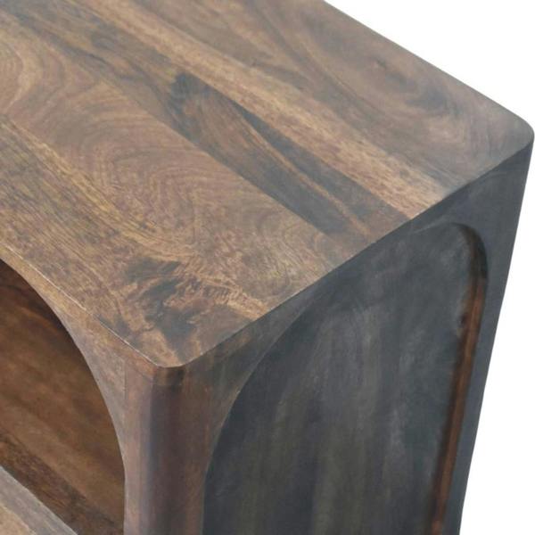 Artisan Furniture Solid Wood Arc-Line Bedside Table, 1 Drawer & 1 Open Slot, Brown