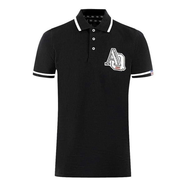 Aquascutum Unisex Adult AQ 1851 Embroidered Tipped Polo Shirt - Black