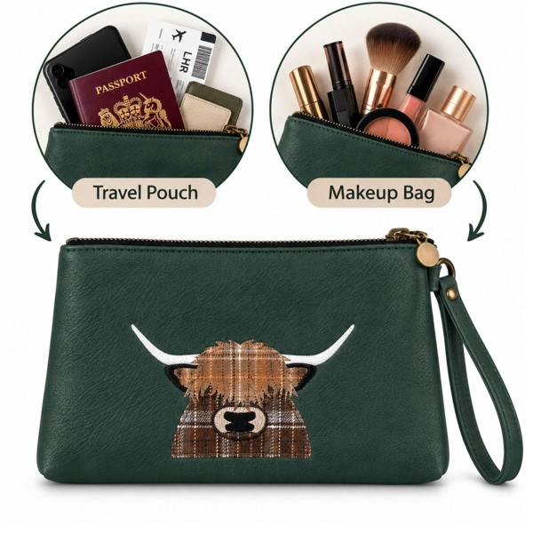 Fores Collection Highland Cow Makeup Bag & Travel Pouch