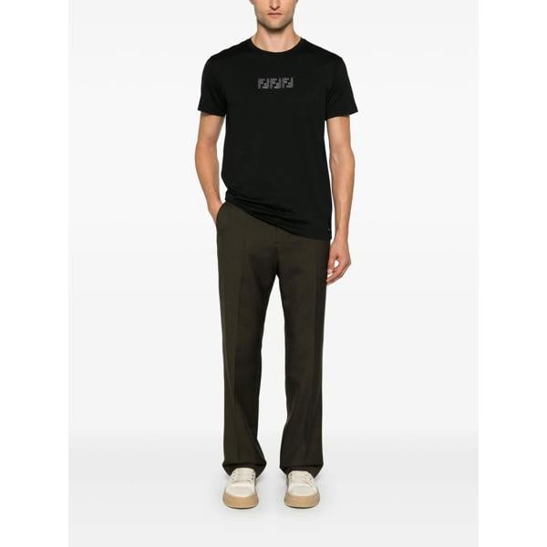 Fendi FF Labyrinth Embroidered T-Shirt   in  Black