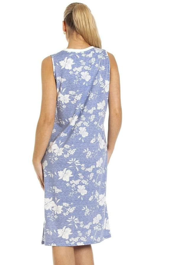 Womens Lightweight White Floral Sleeveless Nightdress