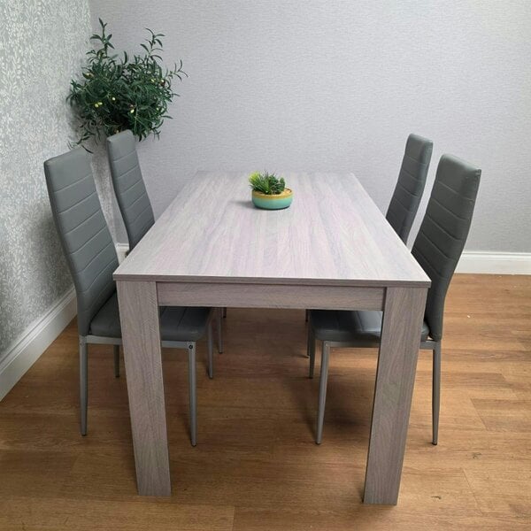 Kosy Koala Modern Grey Rectangle Dining Table Set With 4 Grey Chairs Dining Room Furniture