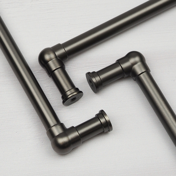 Handle & Home Brushed Grey Industrial Pipe Style Cabinet D Bar Handles