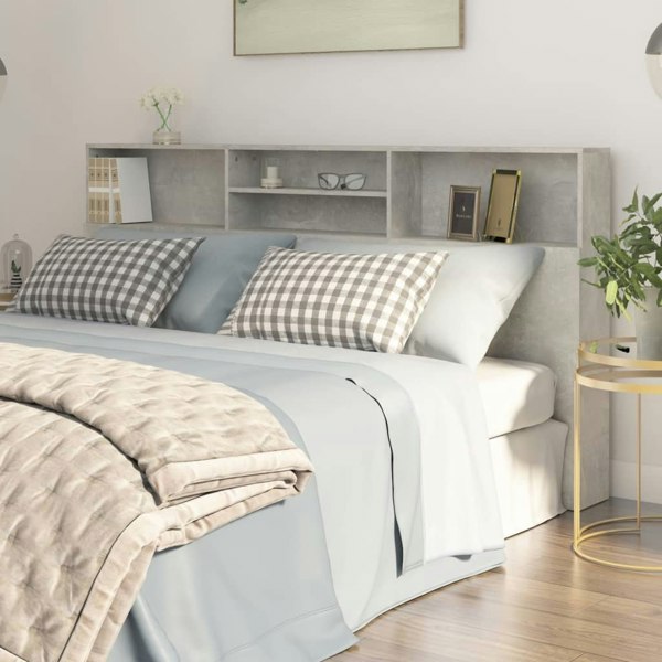 Berkfield Headboard Cabinet Concrete Grey 200x19x103.5 cm