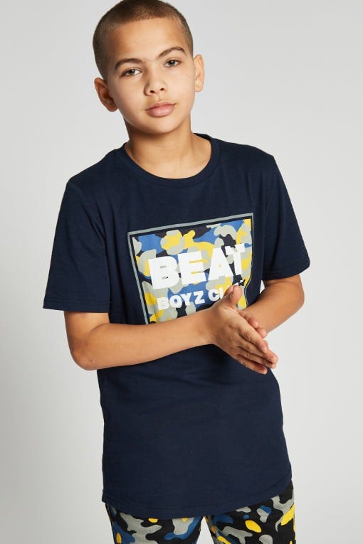 Beat Boyz Club Collide T-Shirt - Navy/Yellow Camo