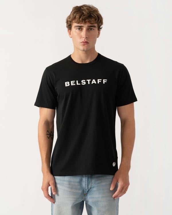 Man wearing Belstaff Mens Belstaff Logo T-Shirt - Black
