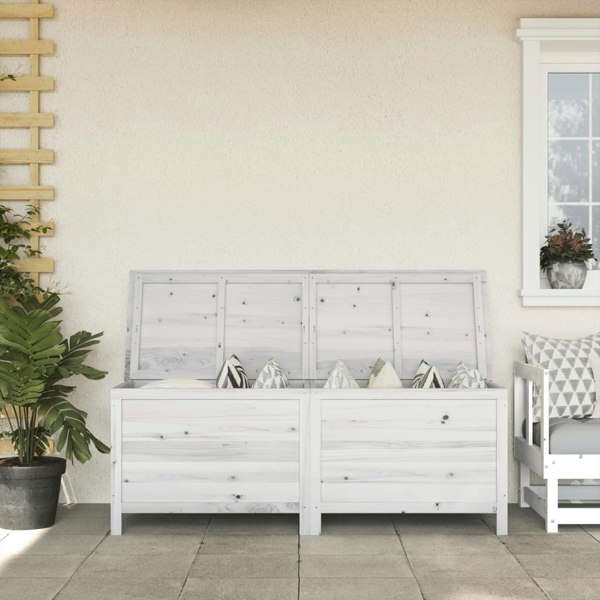 Berkfield Garden Storage Box White 150x50x56.5 cm Solid Wood Fir