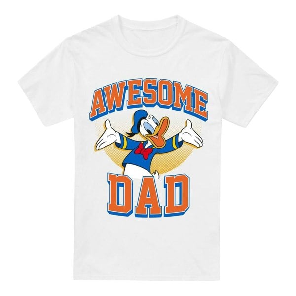 Disney Mens Awesome Dad Donald Duck T-Shirt - White
