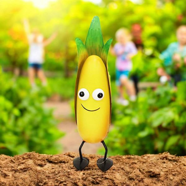 EDH Door Hardware Metal Corn Veggie Patch Pal – 25.5 x 7.5 x 7 CM | Fun & Whimsical Metal Garden Ornament | Outdoor Corn Decor