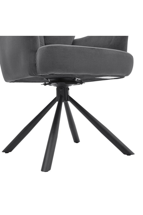Living and Home Modern Upholstered Swivel Armchair with Black Legs