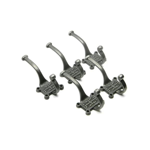 Antique Cast Iron Union Jack Coat Hooks 125mm - Pack of 5