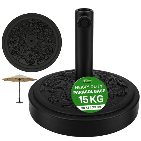 My Garden Outdoor Living My Garden Parasol Base 15kg-Heavy Duty Outdoor Umbrella Stand-Adjustable Knob & Locks Parasols Securely for Patio & Garden