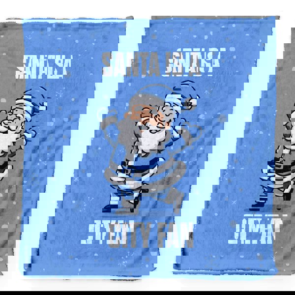 BritishmadeGifts Santa is a City Football Fan - Luxury Fleece Blanket 150cm X 150cm