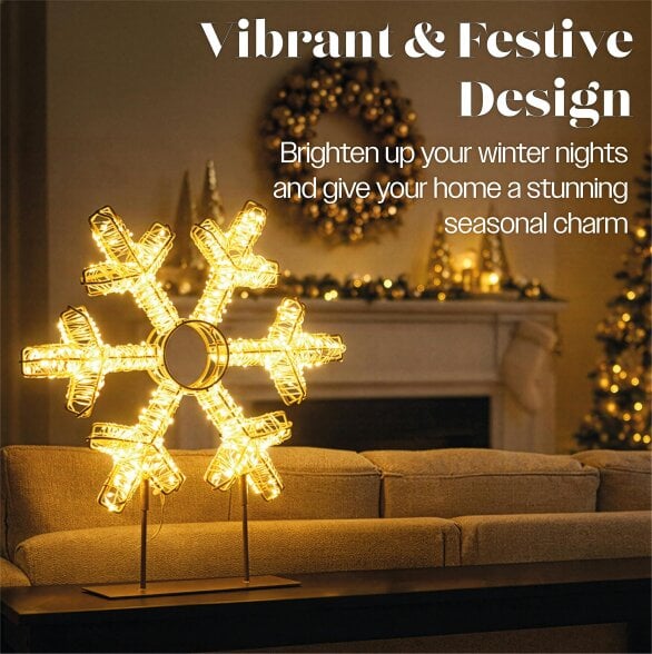 Scotts of Stow Xmas Haus  Warm White LED Champagne Gold Metal Snowflake Indoor Decoration Timer