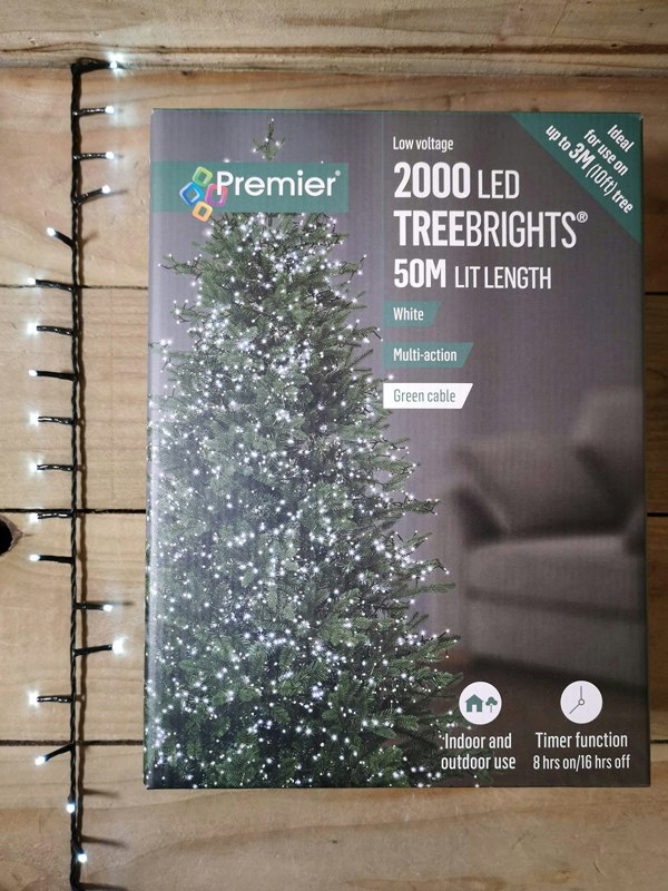 Samuel Alexander 2000 LED 50m Indoor Outdoor Christmas Multi Function Mains Operated String Lights with Timer in Cool White