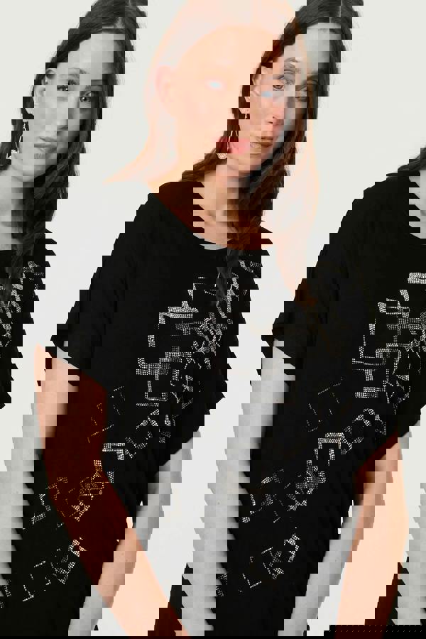 Black | Geo Print Sparkly Relaxed Top