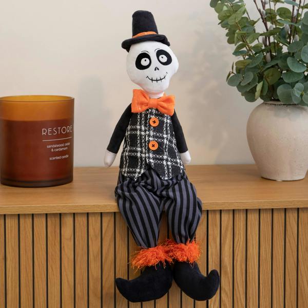 Samuel Alexander 60cm Mr Bones Seated Halloween Decoration with Dangly Legs