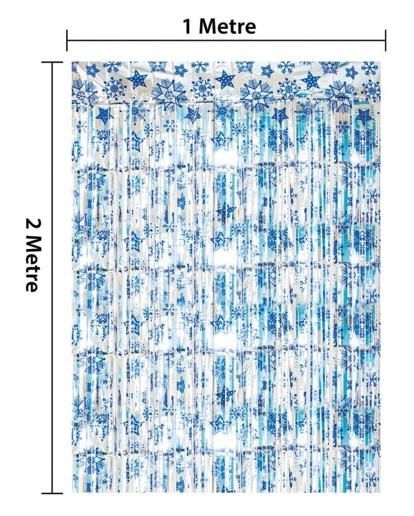 Cheetah Shimmer christmas Tinsel Curtain, 2.5M x 1M Blue