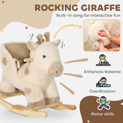 AIYAPLAY Rocking Horse Giraffe Design for Toddlers 1-3 Years Beige